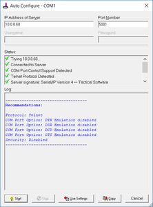automatically configure virtual serial port connection