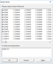 Select virtual COM ports with modem emulator
