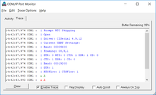Trace logs of virtual com ports with modem emulator