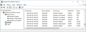 modem server event log for TacServe